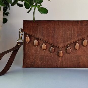 Chocolate brown cork envelope bag