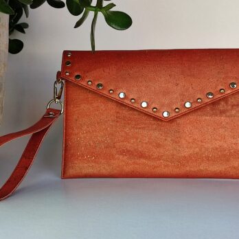 Burnt orange cork envelope bag