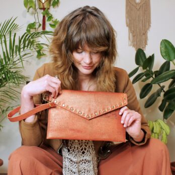 Burnt orange cork envelope bag