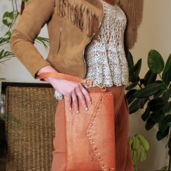 Burnt orange cork envelope bag