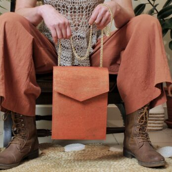 Burnt orange cork shoulder bag