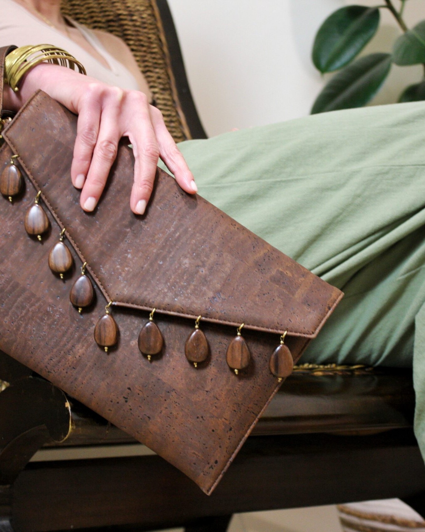 Chocolate brown cork envelope bag