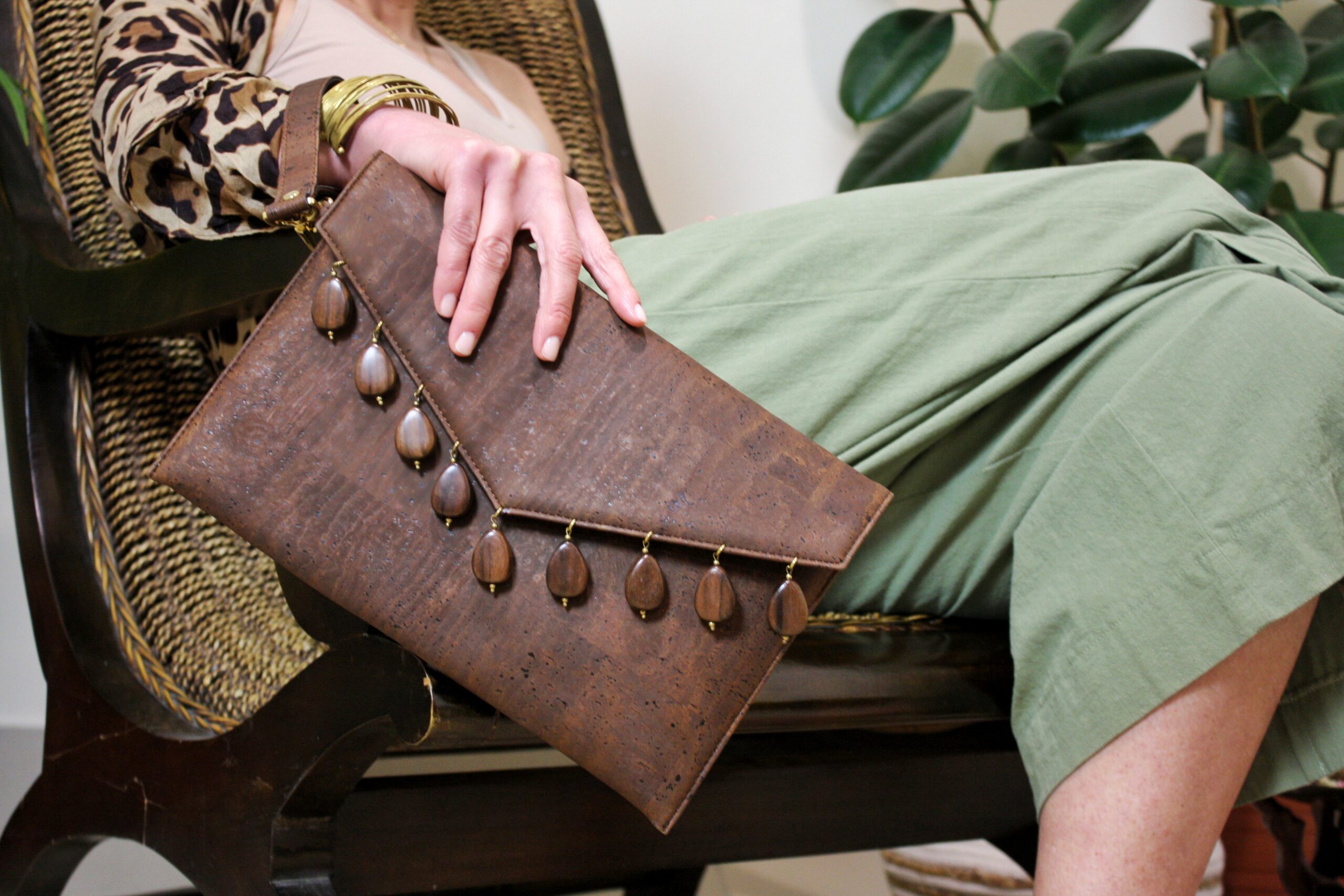 Chocolate brown cork envelope bag