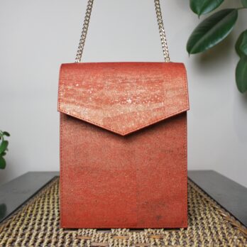 Burnt orange cork shoulder bag