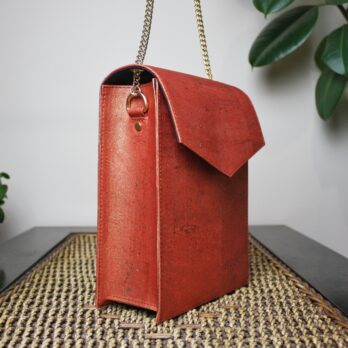 Burnt orange cork shoulder bag