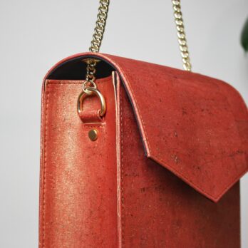 Burnt orange cork shoulder bag